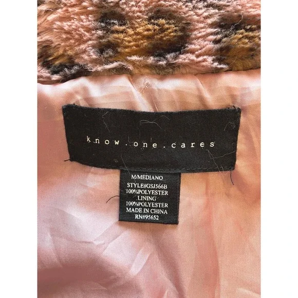 Victoria's Secret Know One Cares Pink Leopard Faux Fur Crop Full Zip Jacket Med - Picture 5 of 6
